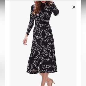 Diane Von Furstenberg film print long sleeve dress